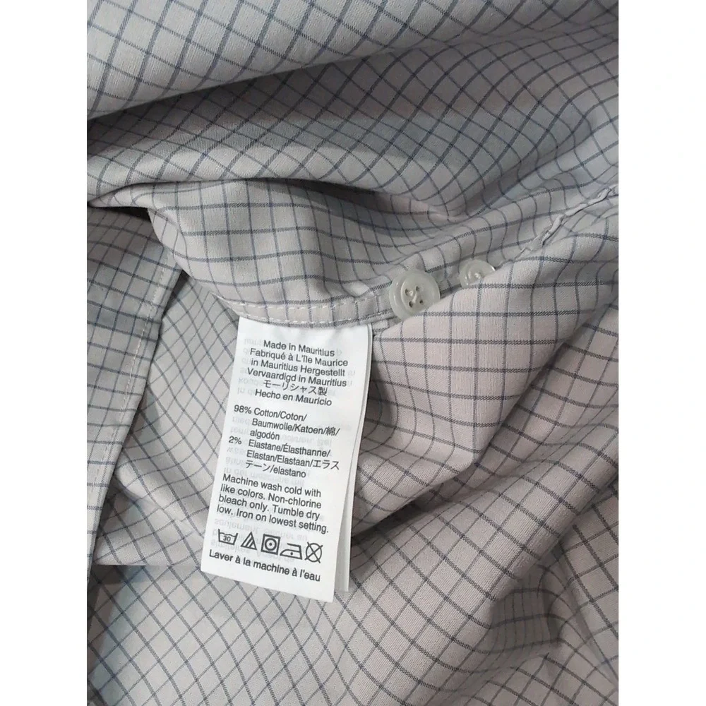 J.Crew Ludlow Mens 16 34 Classic Fit Micro Check Button Down‎ Shirt Grey White